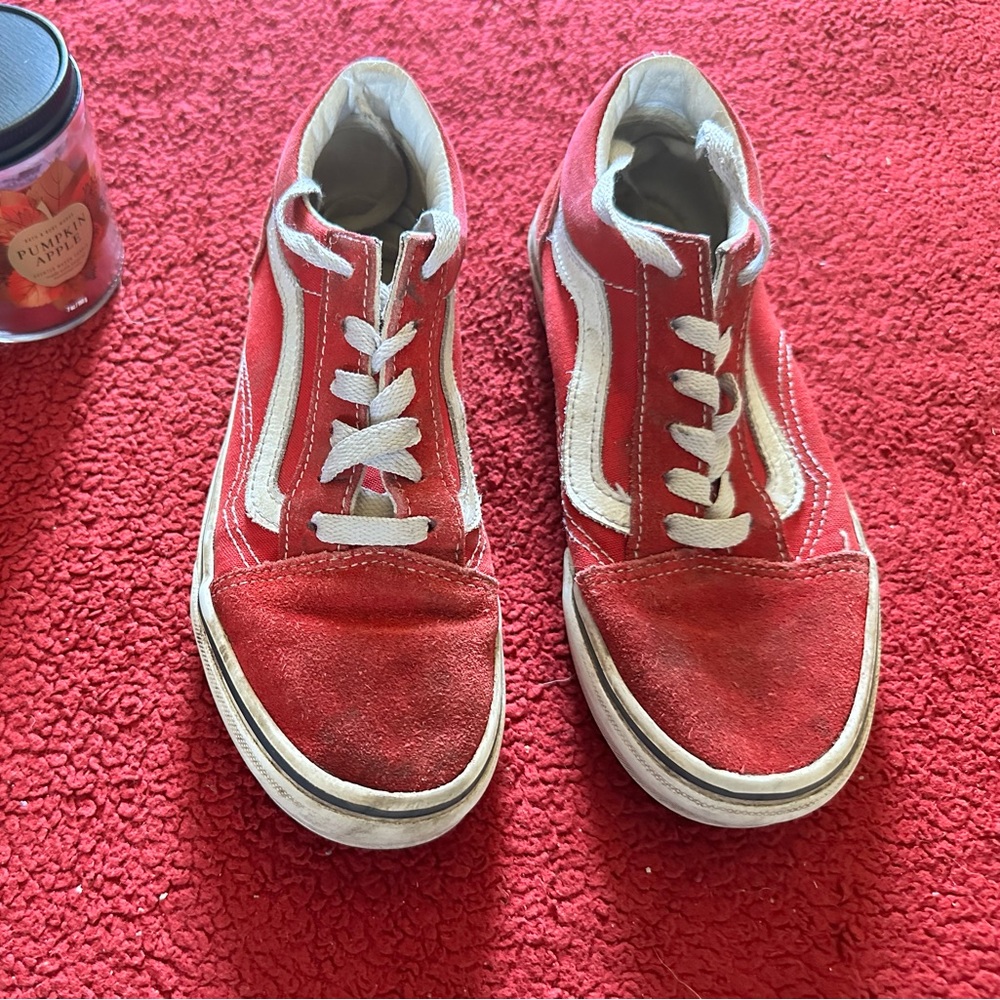 Red and white Vans - Size 3y
